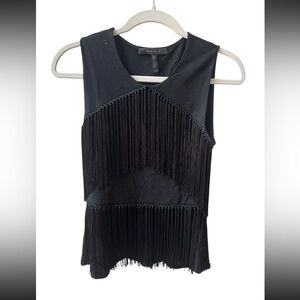 BCBG Max Azria Black Fringe Sleeveless Tank Top Size XS